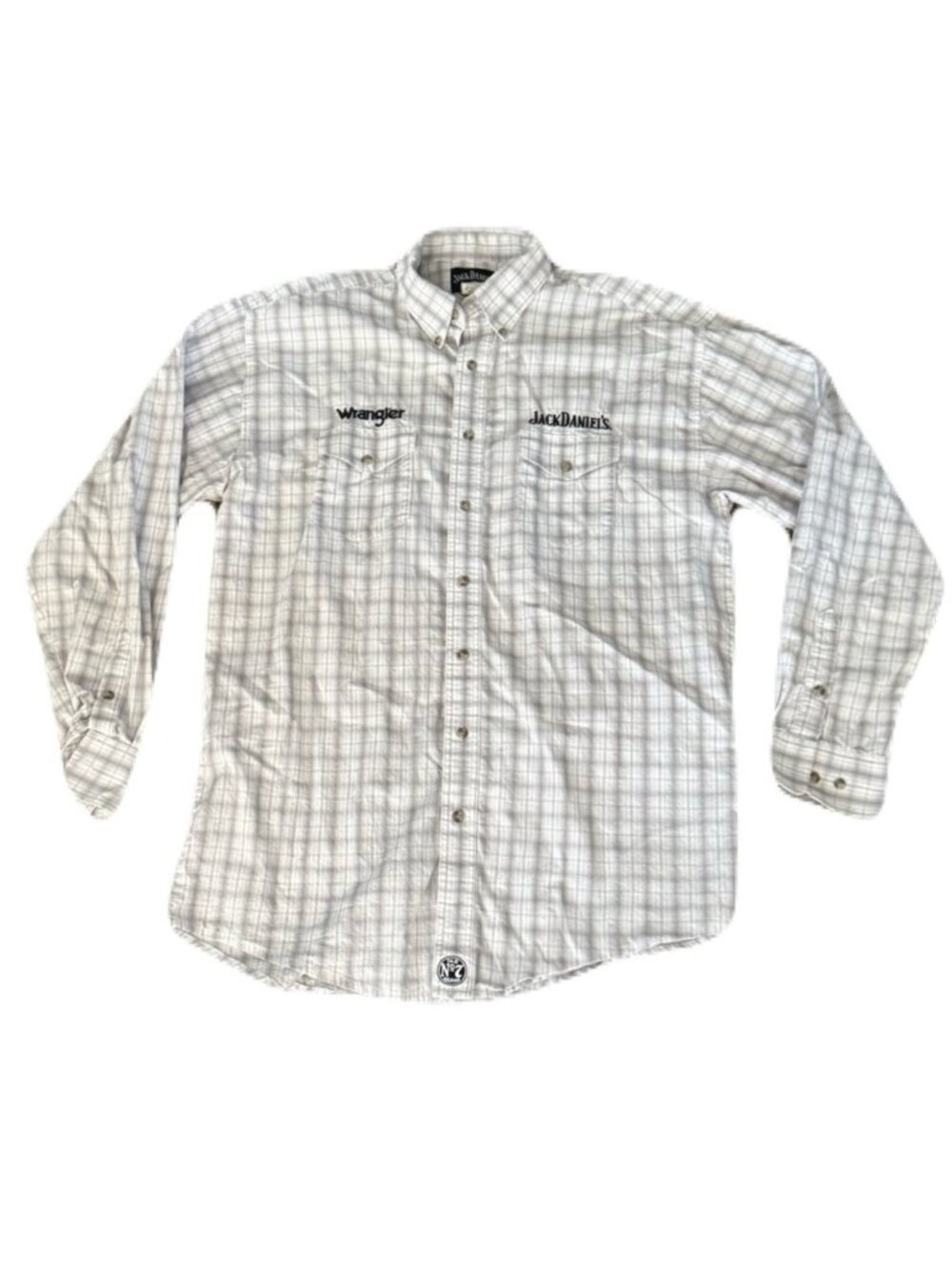Wrangler Jack Daniels Large Tall White Plaid Western Shirt